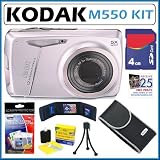 Kodak EasyShare M550 12MP Digital Camera with 5x Wide Angle Optical Zoom and 2.7 Inch LCD in Blue + 4GB Accessory Kit