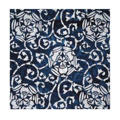 Navy Scrolled Floral Batik Handkerchief