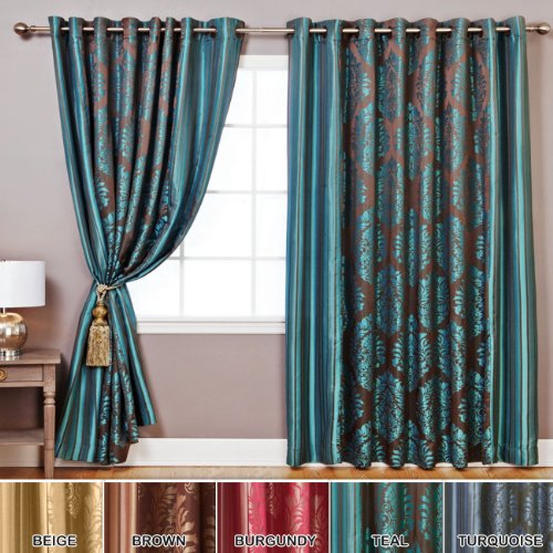 Best Home Fashion Teal Wide Width Damask Jacquard Grommet Curtain 90 W X 84 L 1 Panel Oq Ww Dominicnaylorgtbt