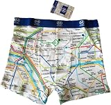 Boxer sexy homme METRO de PARIS - Collection Officielle RATP - Plan itinéraire Carte - Caleçon Transport Subway - Blanc