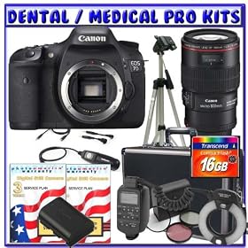 Canon EOS 7D 18MP SLR Digital Camera + Canon EF 100mm f/2.8L IS USM 1-to-1 Macro Lens + Canon MR-14EX Macro Ring Lite + 16GB CF + Tripod + Hard Case + Remote Shutter Release + Combined 10-Year Digital SLR & Lens Warranty + Willoughby's Dental/Medical Accessory Package