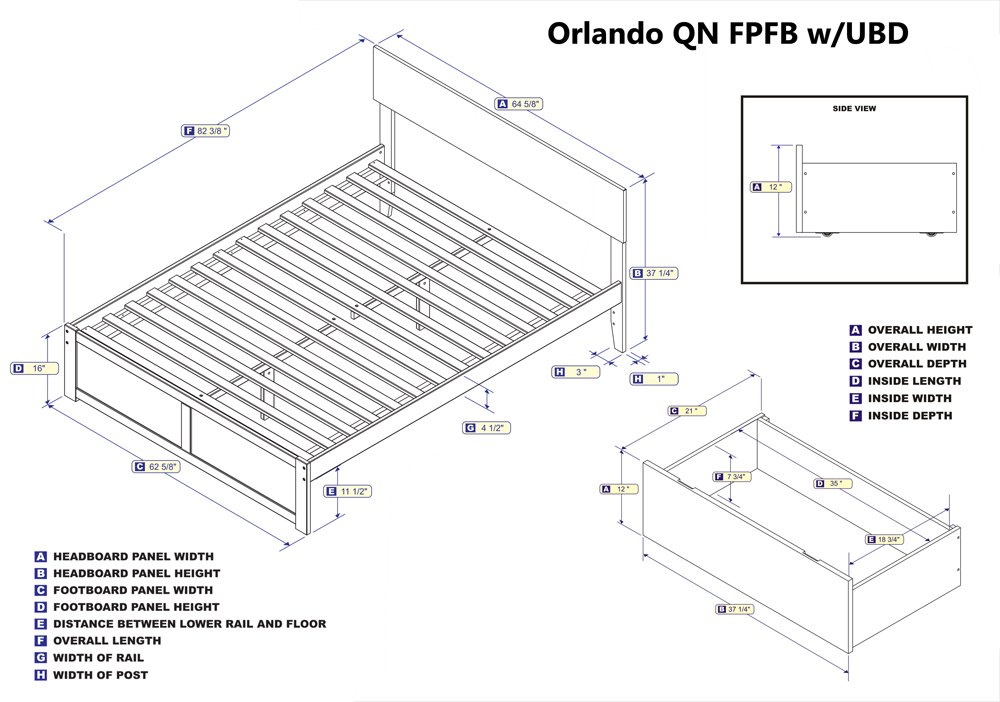 Amazon.com: Orlando Queen Flat Panel Foot Board w/ 2 Urban Bed ...
