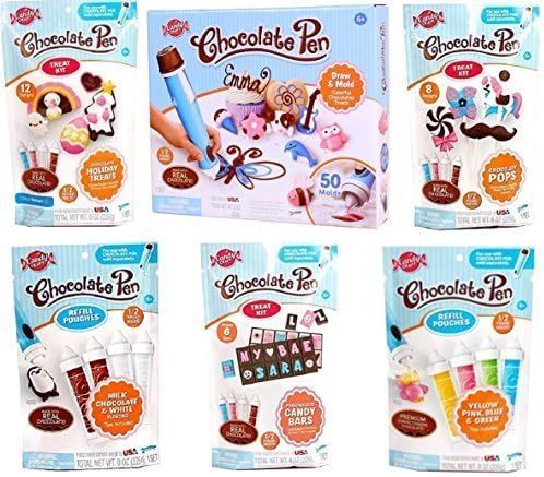 Candy Craft Chocolate Pens with 5 Refills: Candy Pops, Personalized Chocolate Bars, Holiday Treats, Colored Chocolate, Milk &amp; White Chocolates by Candy Craft