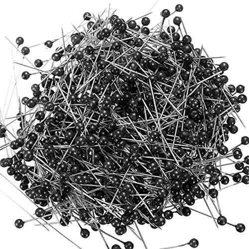 KINGSO 800pcs Round Pearl Head Dressmaking Pins Weddings Corsage Florists Sewing Pin Black