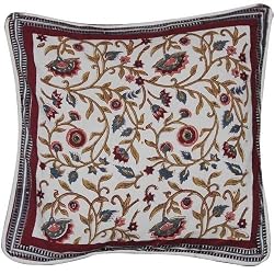 ShalinCraft Throw-Pillow-Covers Asian-Influence Indian-Style Cotton Block Print Square 16x16 Inches