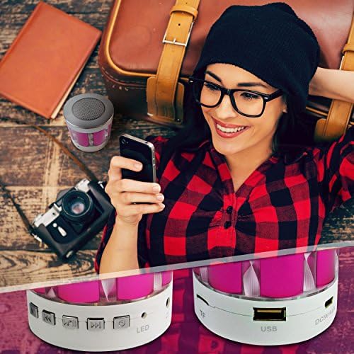 Portable Bluetooth Speaker with Flashing Lights and Radio - Blue