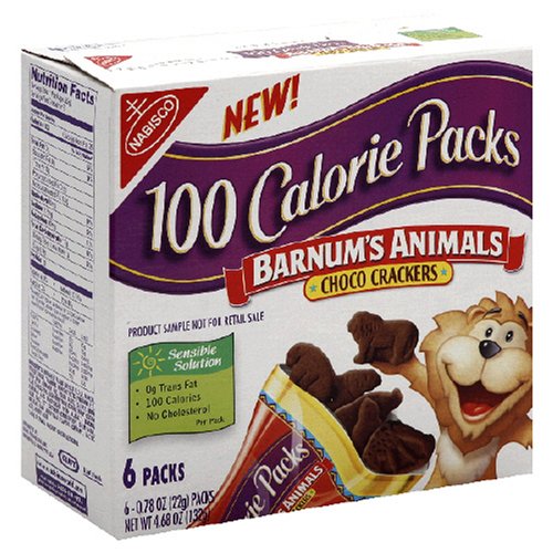 Barnum's Animals, Choco Crackers 100 Calorie Packs, 4.68-Ounce Packages (Pack of 6) by Animal Cookies