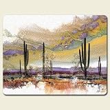 Monarchs of the Desert Southwestern Cactus Tempered Glass Cutting Board by Highland Graphics