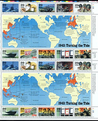 1993 WW II 1943 Turning the Tide - 20 Stamp Sheet - Scott 2765