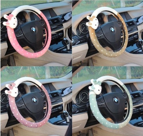 1pc Cute Lovely Plush Rabbit Car Auto Steering Wheel Cover Case (4 color choice)