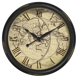 Infinity Instruments The Columbus - Distressed Map Wall Clock