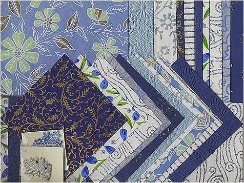 Shizen Handmade Paper Assortment- Blue/Silver/White