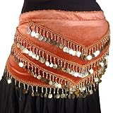 Belly Dance Coin Hip Scarf, Wide V Rectangle, Velvet Fashion Colors Available