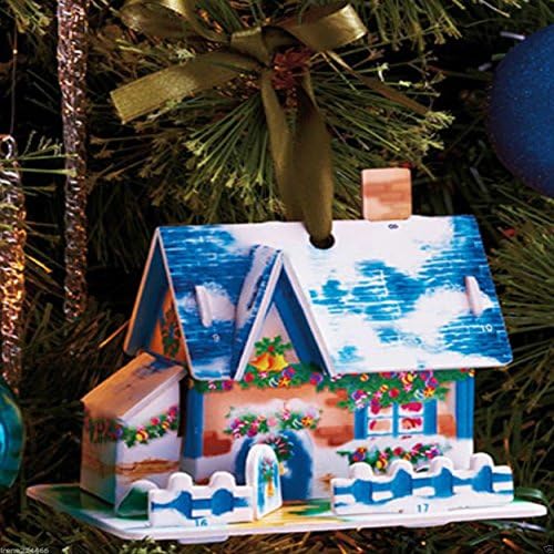 36 PCS Christmas Greeting Cards Box Set Holiday Village Ornament Kit with Envelopes. Also an Ornament for Xmas Tree Decoration.