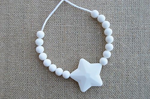 Children's Sensory Necklace/Fidget Chew Necklace/ White Star
