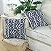 CaliTime Canvas Throw Pillow Cover Case for Couch Sofa Home Decoration Vintage Southwestern Geometric 18 X 18 Inches Navy Blue