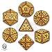 Q-Workshop Polyhedral 7-Die Set: Carved Steampunk Dice Set (Brown & Yellow)