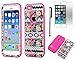 Iphone 6 case, Slim Fit IPhone 6 (4.7 inch) Hybrid Triple Layer Tuff Verge Merge Shield Heavy Duty Hard Cover Fitted Skin Case Protector + Clear LCD Screen Protector Shield Guard + Touch Screen Stylus Pen (Hawaiian Tribal Pink Verge)