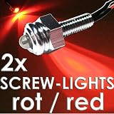 Zoom Produkt-Bild: <span style="font-weight: bold;">1 Paar (2 St&uuml;ck)Chromschrauben mit ROTEN LEDs, M6x15, 12V DC</span>