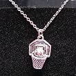 Pewter Basketball and Goal Necklace