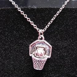 Pewter Basketball and Goal Necklace