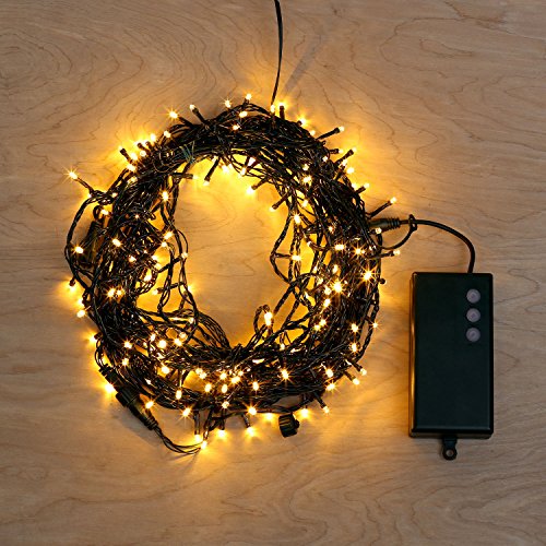Inexpensive! 62 Ft. Warm White Battery Operated 200 LED 8 Function