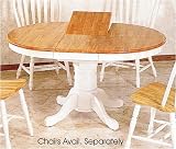 Natural & White Finish Wood Empire Base Dining Table w/Butterfly Leaf
