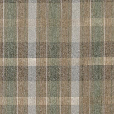 Designer Fabrics C640 54 in. Wide Light Brown, Green And Ivory, Large Plaid Country Style Upholstery Fabric