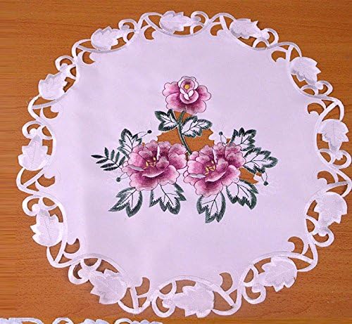 Editex Home Curtain Holiday Themed Round Doilie, 26-Inch, Rose
