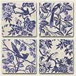 Assorted Coaster set~ Blue Birdsong ~4 Tumbled Tile Drink Coasters ~ code 214