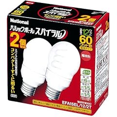 Panasonic パルックボールスパイラル 電球60型タイプA15形 2個入 電球色 EFA15EL12/2T