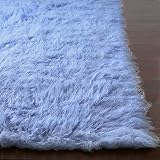 Flokati Rug 3x5 Blue Wool Handmade Heavy Soft Shag