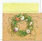 Beach Wreath Tropical Beach Holiday Cards -