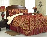7Pcs Regal Burgundy Comforter Set Bed in a Bag King