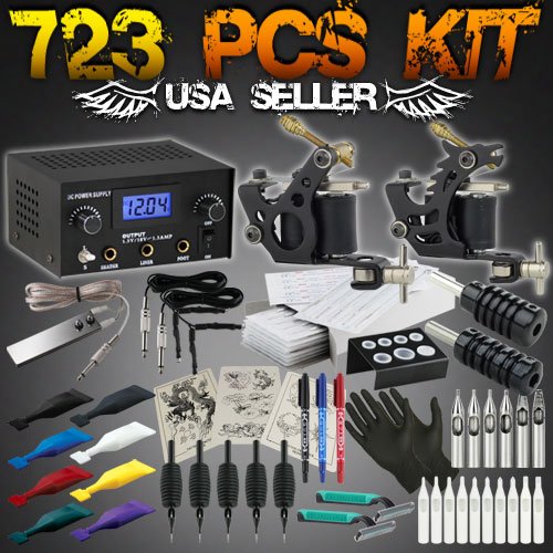 723 Pcs Complete Tattoo Starter Kit Digital Power Supply