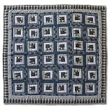 Blue Log Cabin, Quilt Twin 65X 85