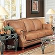 Savannah Leather Sofa By Coaster Furniture With Silver Shipping