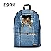 FOR U DESIGNS Funny Cat Style Canvas Durable Lightweight School Book Bag for Kids