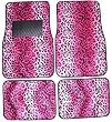 Pink Leopard Animal Print Front & Rear Carpet Car Truck SUV Floor Mats
