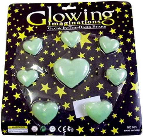 Glow-In-The-Dark 3D Heart Shape Fluorescent Stickers pack of 8 pieces