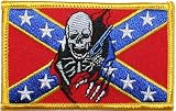 Confederate Flag Skull Pistol Skull Motorcycle Rider Throttle Embroidered iron on Motorcycle Biker Patch