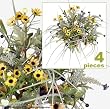 FOUR 19" Sunflower Daisy Mixed Artificial Flower Grass Arrangement