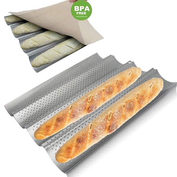 Walfos Baguette Pan Set Food Grade Nonstick Coating Perforated