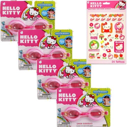 5-Pack Hello Kitty Goggle Party Pack Set for Kids - 4 Pairs Hello Kitty Goggles &amp; 1 Hello Kitty Glitter Tattoo Sheet for Kids