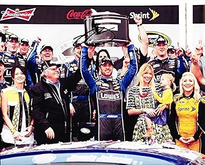 AUTOGRAPHED 2013 Jimmie Johnson #48 Lowes DAYTONA 500 WIN (Victory Lane with Trophy & Family) Signed 8X10 Picture NASCAR Glossy Photo with COA