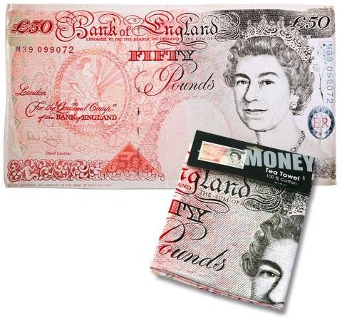 British £50 Note cotton tea towel