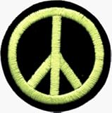 Yellowish-Lime 2 5/8" Peace Symbol (Peace Sign) - Embroidered Iron On or Sew On Patch