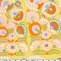 Kaffe Fassett Henna Flower Yellow Yardage Cotton Fabric