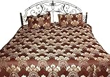 Coffee Brown Bedspread with All-Over Floral Weave - Pure Cotton Bedspread w ....