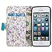 iPhone 5C Case, iPhone 5C Flip Case - E LV Deluxe PU Leather Wallet Purse Flip Folio Stand Case Cover for iPhone 5C with 1 Stylus and 1 Clear Screen Protector (Turquoise)